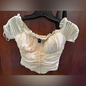 Off Shoulder Cream Crop Top Small